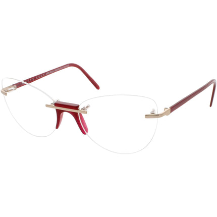 Andy Wolf Women's Eyeglasses - Berry Metal/Acetate Cat Eye Rimless Frame | Davis D ,