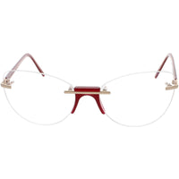 Andy Wolf Women's Eyeglasses - Berry Metal/Acetate Cat Eye Rimless Frame | Davis D ,