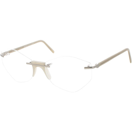 Andy Wolf Women's Eyeglasses - Grey Metal/Acetate Geometric Rimless Frame | Thea C ,