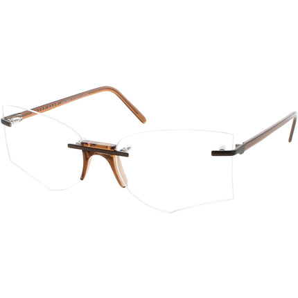 Andy Wolf Women's Eyeglasses - Brown Metal/Acetate Irregular Rimless Frame | Zariah E ,