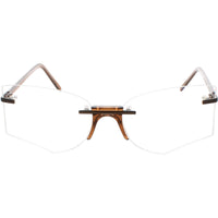 Andy Wolf Women's Eyeglasses - Brown Metal/Acetate Irregular Rimless Frame | Zariah E ,