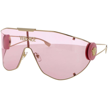 Versace Women's Sunglasses - Gold Metal Shield Shape Full Rim Frame | 0VE2268 100284 ,