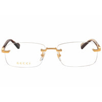 Gucci Men's Eyeglasses - Gold/Brown Metal Rectangular Rimless Frame | GG1221O 002 ,
