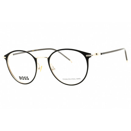 Hugo Boss Men's Eyeglasses - Black Gold Metal Round Full Rim Frame | BOSS 1432 02M2 00 ,