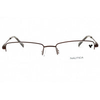 Nautica Men's Eyeglasses - Satin Brown Metal Rectangular Half Rim Frame | N7299 210 ,