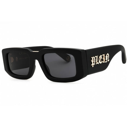 Philipp Plein Unisex Sunglasses - Matt Black Acetate Rectangular Frame | SPP149 0703 ,