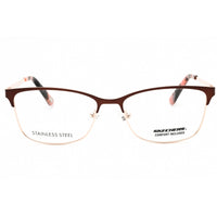 Skechers Women's Eyeglasses - Shiny Dark Brown Metal Rectangular Frame | SE2156 048 ,