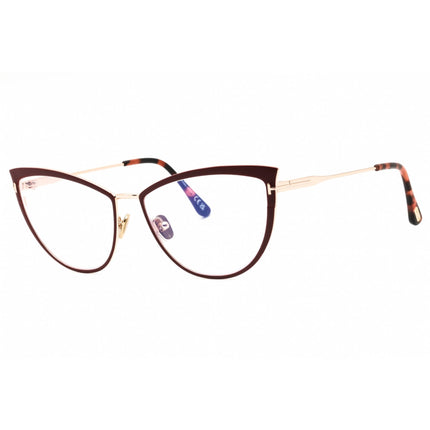 Tom Ford Women's Eyeglasses - Shiny Bordeaux Metal Cat Eye Shape Frame | FT5877-B 069 ,
