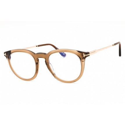 Tom Ford Men's Eyeglasses - Shiny Light Brown Acetate Round Full Rim | FT5905-B 045 ,