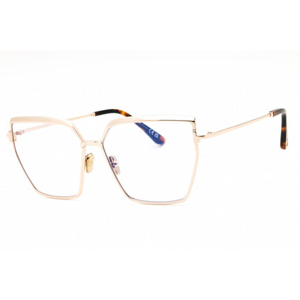 Tom Ford Women's Eyeglasses - Shiny Rose Gold Metal Cat Eye Full Rim | FT5946-B 028 ,