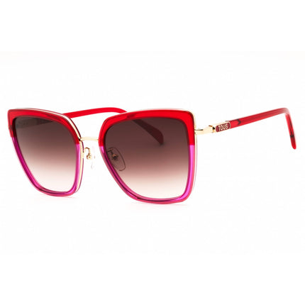 Tous Women's Sunglasses - Red Metal Cat Eye Frame Grey Gradient Lens | STOC19 0873 ,