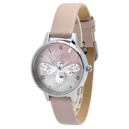 Olivia Burton Women's Watch - Sparkle Bee Quartz Pink Leather Strap | OB16GB09 ,