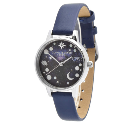 Olivia Burton Women's Watch - Celestial Quartz Black Dial Leather Strap | OB16GD82 ,