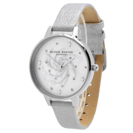 Olivia Burton Women's Watch - Celestial Silver Tone Dial Grey Strap | OB16GD84 ,