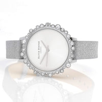 Olivia Burton Women's Watch - Under The Sea Silver Glitter Leather Strap | OB16US52 ,