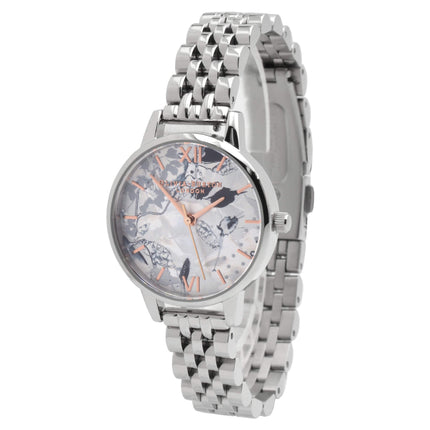 Olivia Burton Women's Watch - Abstract Florals Mop Dial Silver Bracelet | OB16VM38 ,