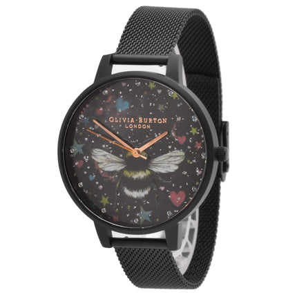 Olivia Burton Women's Watch - Night Garden Black Stainless Steel Bracelet | OB16WG87 ,