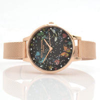 Olivia Burton Women's Watch - Night Garden Rose Gold Steel Mesh Bracelet | OB16WG90 ,