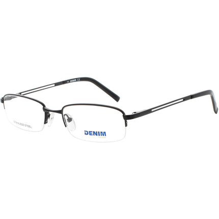 Denim Unisex Eyeglasses - Matte Black Stainless Steel Half Rim Frame | DENIM 136 0003 ,
