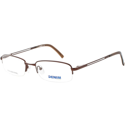 Denim Unisex Eyeglasses - Havana Green Stainless Steel Half Rim Frame | DENIM 136 01D1 ,