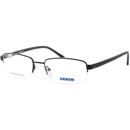 Denim Unisex Eyeglasses - Matte Black Stainless Steel Half Rim 55mm | DENIM 147 0003 ,