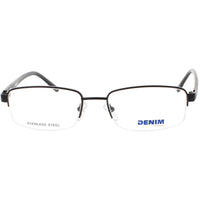 Denim Unisex Eyeglasses - Matte Black Stainless Steel Half Rim 55mm | DENIM 147 0003 ,