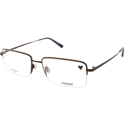 Flexon Men's Eyeglasses - Satin Navy Titanium Half Rim Rectangular 59mm | H6073 414 ,