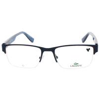 Lacoste Men's Eyeglasses - Matte Blue Metal Half Rim Rectangular Frame | L2299 424 ,
