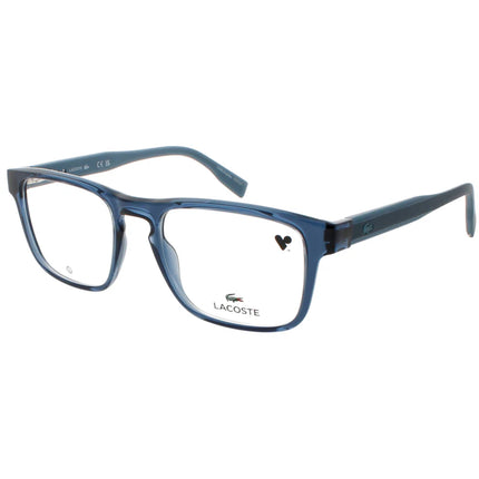 Lacoste Men's Eyeglasses - Transparent Blue Acetate Full Rim Square Frame | L2972 410 ,