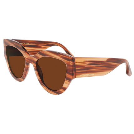 Victoria Beckham Women's Sunglasses - Striped Brown Full Rim Cat Eye | VB628S 230 ,