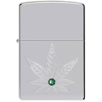 Zippo Windproof Lighter - Cannabis Crystal Design High Polish Chrome Finish | 46126 ,