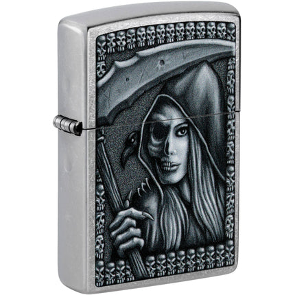 Zippo Windproof Lighter - Grim Beauty Design Classic Street Chrome Finish | 46151 ,