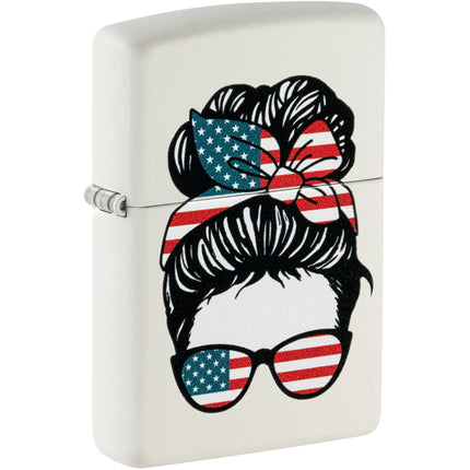 Zippo Windproof Lighter - American Woman Design Classic White Matte Finish | 46156 ,