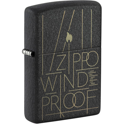 Zippo Windproof Lighter - Line Art Zippo Design Classic Black Crackle Finish | 46172 ,