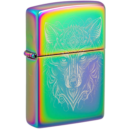 Zippo Windproof Lighter - Spiritual Wolf Photo Image Design Multi Color Finish| 46176 ,