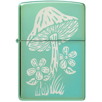 Zippo Windproof Lighter - Laser Engraved Mushroom Design High Polish Green | 46178 ,