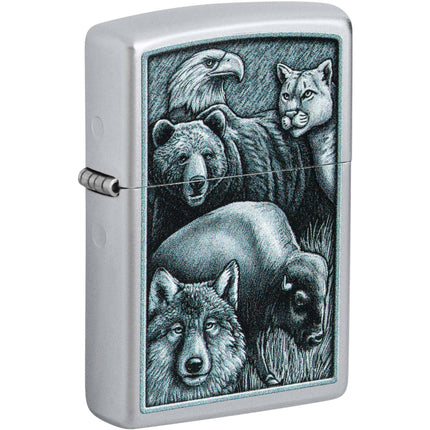 Zippo Windproof Lighter - Animal Kingdom Design Classic Street Chrome Finish | 46237 ,
