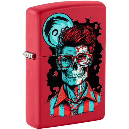Zippo Windproof Lighter - Dapper Skeleton Design Classic Red Matte Finish | 46242 ,