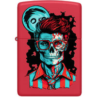 Zippo Windproof Lighter - Dapper Skeleton Design Classic Red Matte Finish | 46242 ,