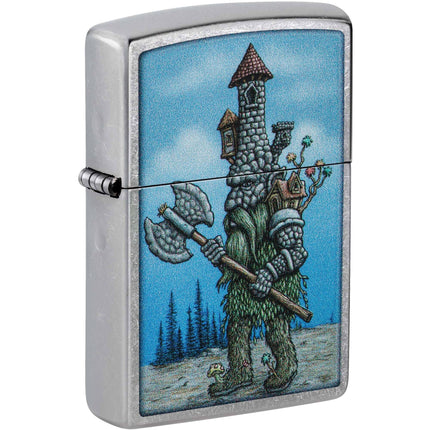 Zippo Windproof Lighter - Castle Troll Design Classic Street Chrome Finish | 46246 ,