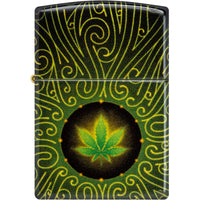 Zippo Windproof Lighter - Cannabis Leaf Maze Design Classic Tumbled Brass | 46276 ,