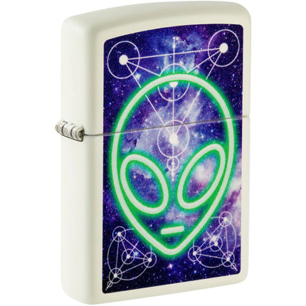 Zippo Windproof Lighter - Glowing Alien Design in Glow-in-the-Dark Finish | 46288 ,