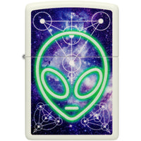 Zippo Windproof Lighter - Glowing Alien Design in Glow-in-the-Dark Finish | 46288 ,
