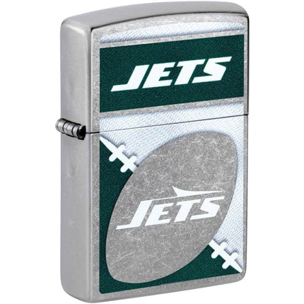 Zippo Windproof Lighter - NFL New York Jets Logo Design Street Chrome Finish | 46459 ,