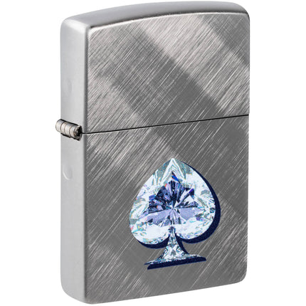 Zippo Windproof Lighter - Gleaming Crystalline Spade Design Diagonal Weave | 46472 ,