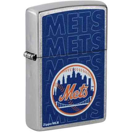 Zippo Windproof Lighter - MLB New York Mets Logo Street Chrome Matte Finish| 46547 ,