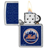 Zippo Windproof Lighter - MLB New York Mets Logo Street Chrome Matte Finish| 46547 ,