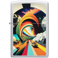 Zippo Windproof Lighter - Trippy Travel Design Classic Satin Chrome Finish | 46578 ,