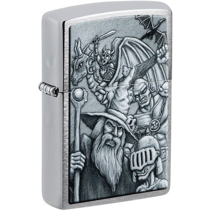 Zippo Windproof Lighter - Mystical Beings Design Classic Brushed Chrome Finish | 46579 ,