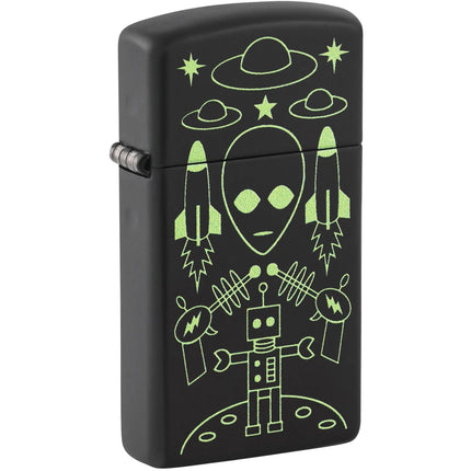 Zippo Windproof Lighter - Color Image Alien Invasion Design Black Matte Finish | 46691 ,